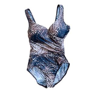 Miraclesuit - swimwear - one piece leopard print -  padded push up - size 10